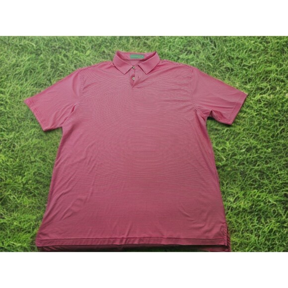 GC Men's XL Peter Millar Featherweight Pink Stripe Short Sleeve Polo Shirt Tee - Picture 1 of 5
